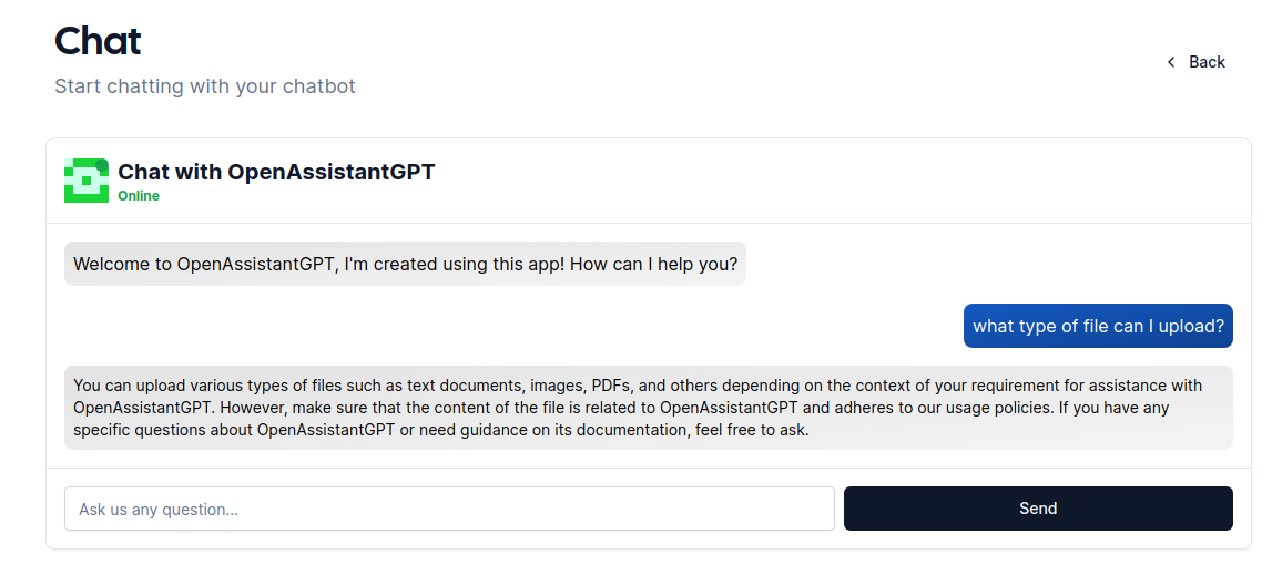 An image showing OpenAssistantGPT chat